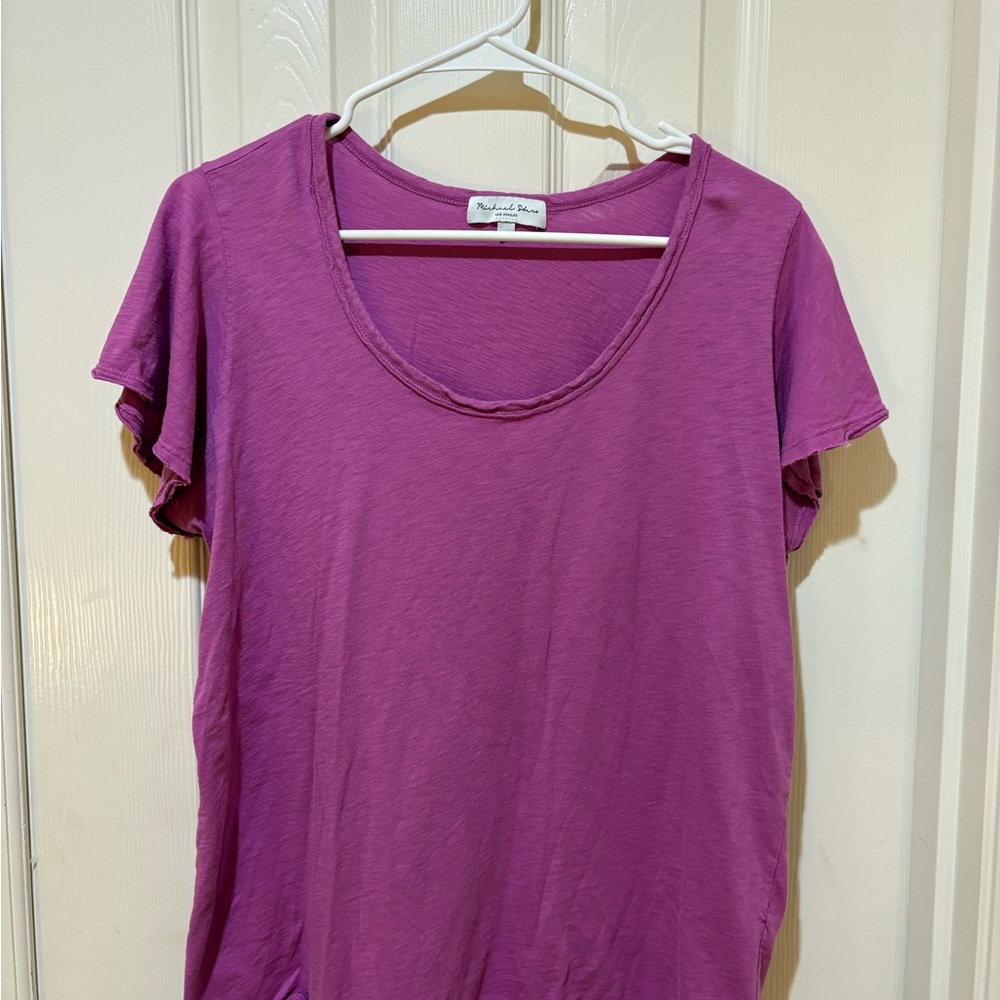 Michael Stars Magenta Scoop Neck Short Sleeve Tee